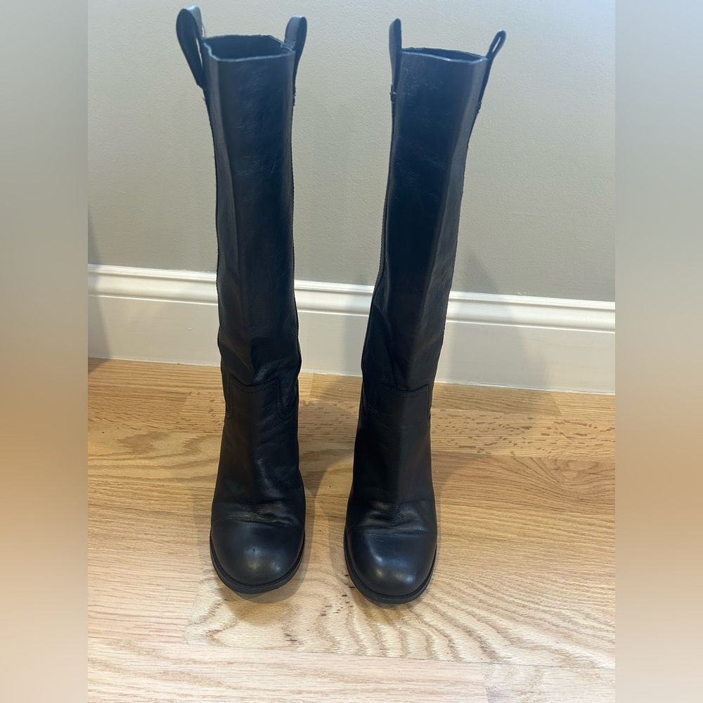 Franco Fortini Black Pull On Boots, Size 7.5, Round Toe